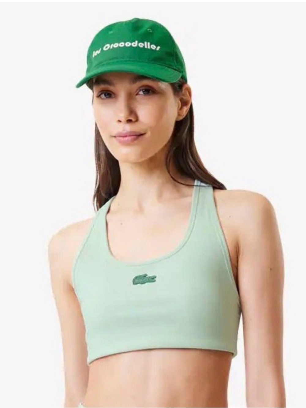 Lacoste x Bandier Ribbed Sports Bra in Sea Moss Green